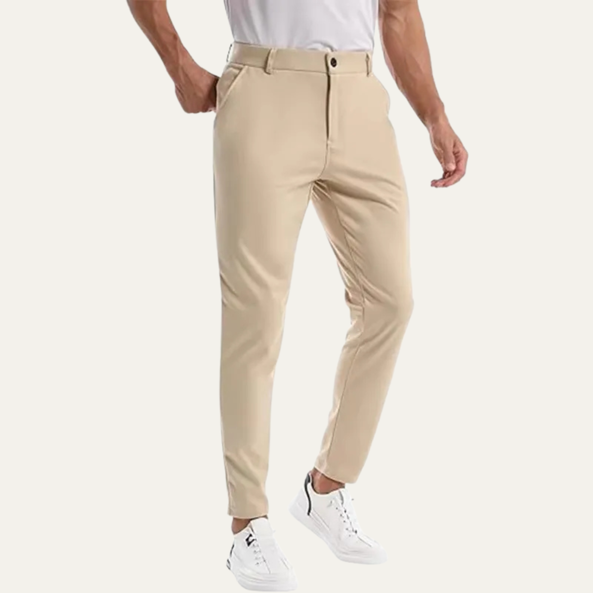 Beau | Men's Tailored Chinos Cream Slim Fit