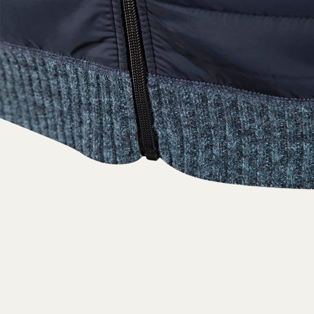 Axel | Men's Quilted Puffer Jacket Navy Knit Sleeves
