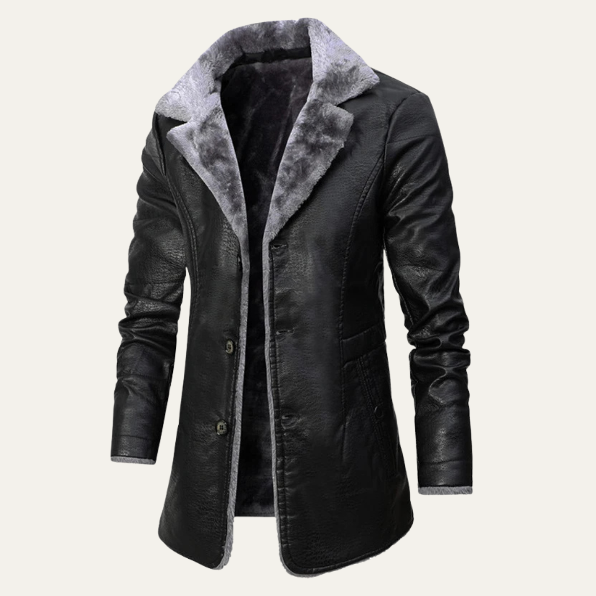 Ivo | Men's Sherpa Lined Leather Jacket Black