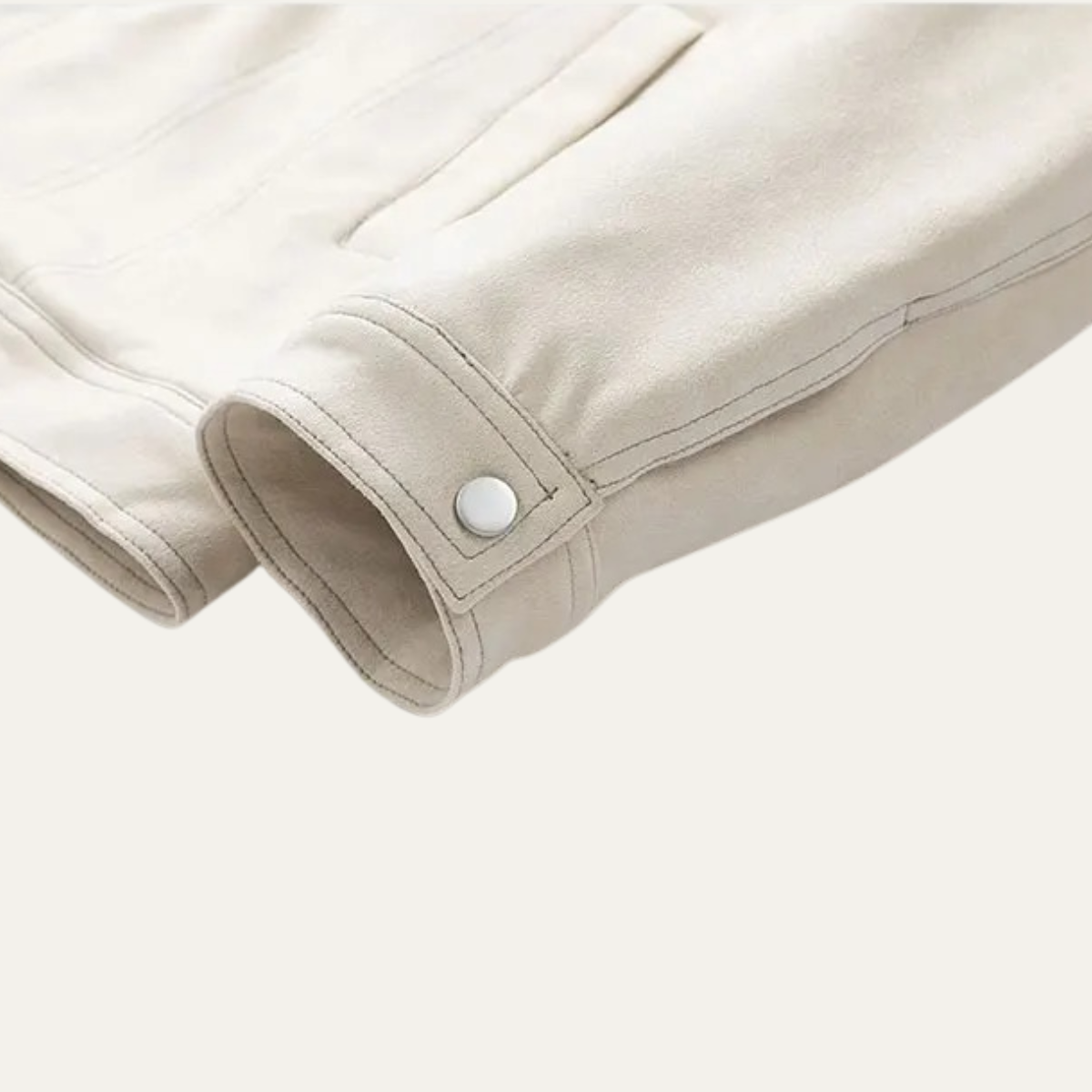 Axel | Men's Sherpa Collar Denim Jacket Cream Button Up
