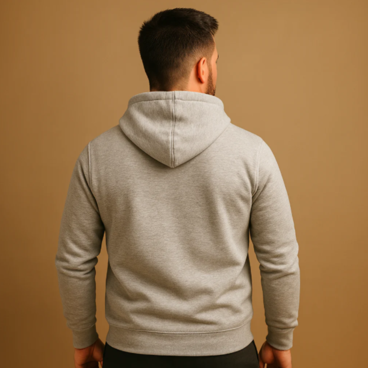 Bram | Men's Hoodie Gray Cream Pullover Drawstring Pocket