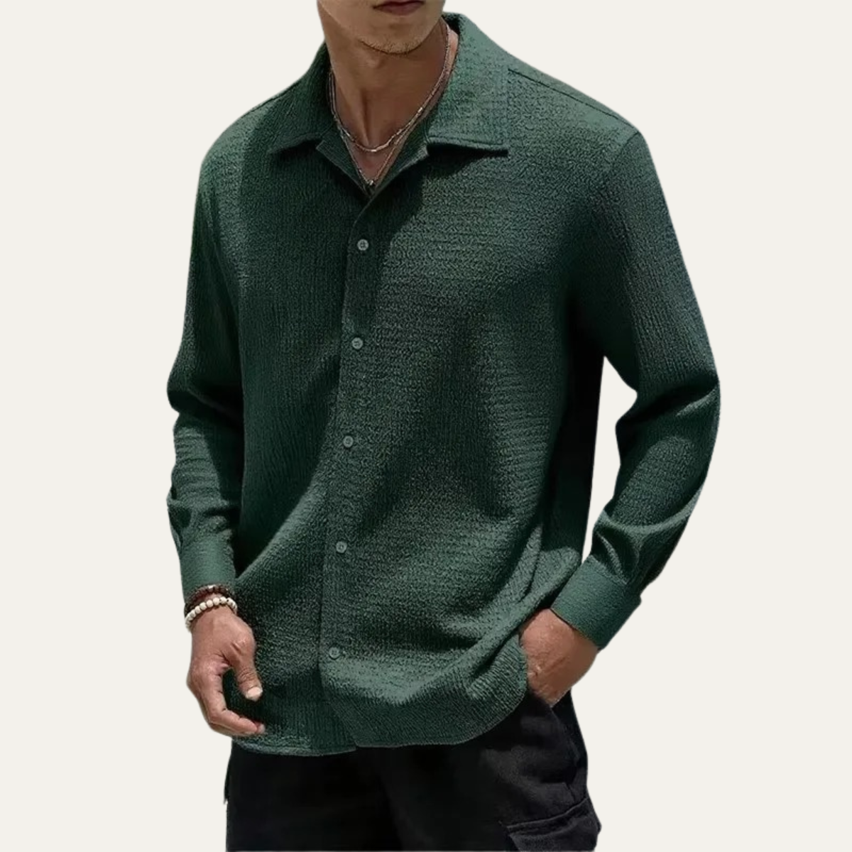Beau | Men's Textured Button Up Shirt Lilac
