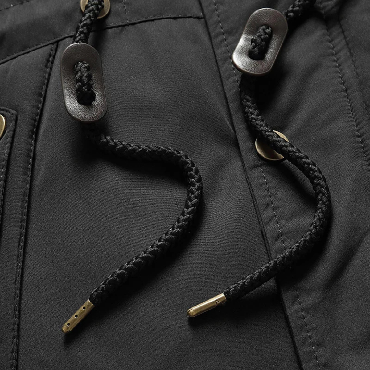 Axel | Men's Puffer Coat Black Detachable Fur Hood