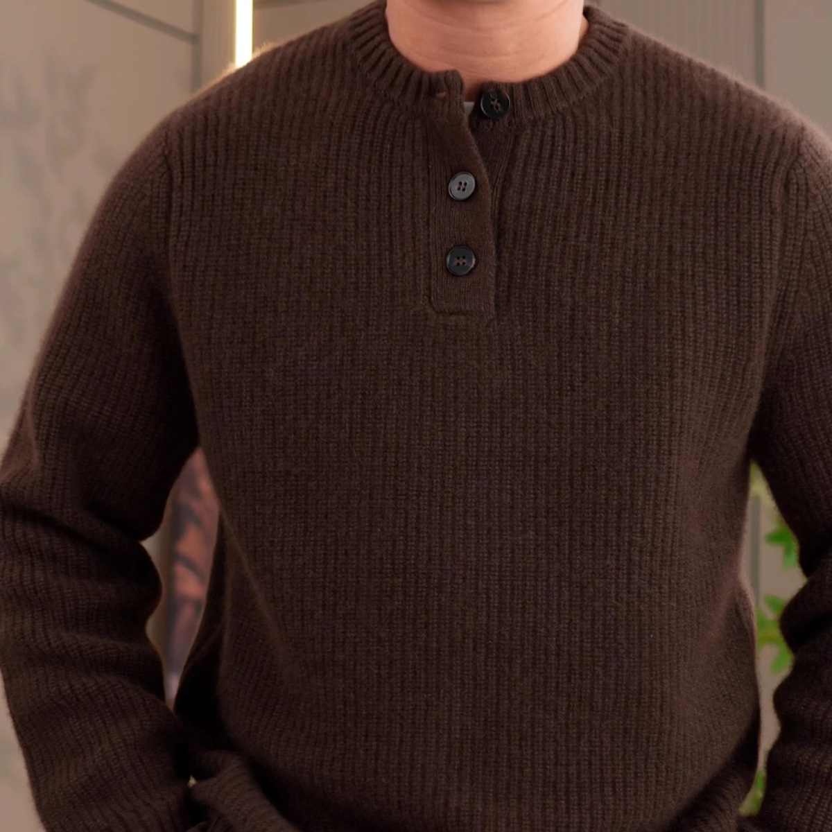 Vera | Men's Knit Sweater Brown Crew Neck