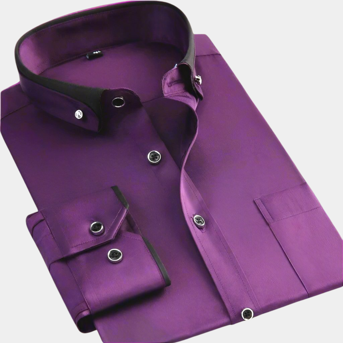 Axel | Men's Cotton Dress Shirt Black Burgundy Trim