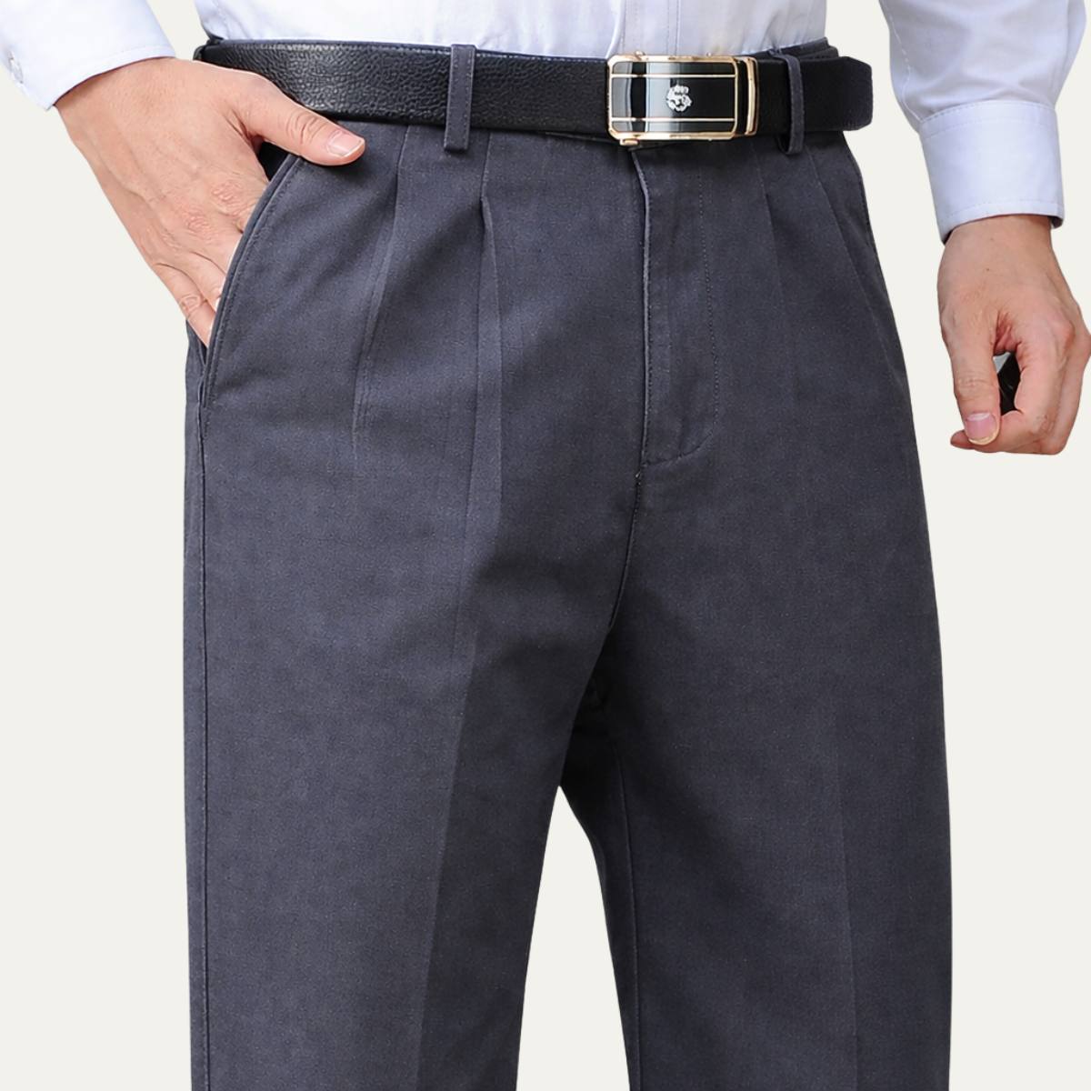 Jasper | Men's Pleated Dress Pants Khaki Cotton