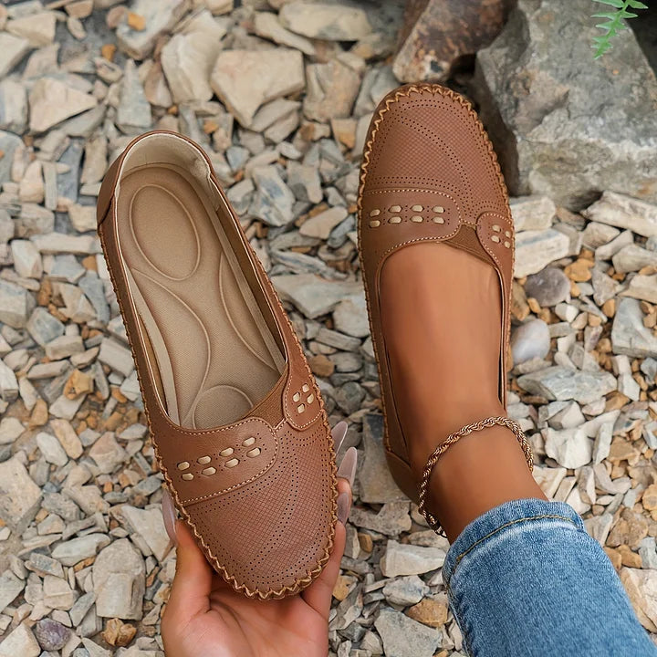 Aria | Women's Perforated Loafer Cream Slip On Comfort