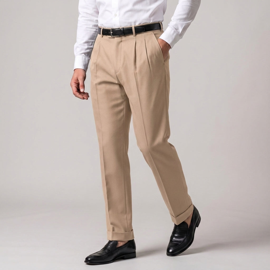 Dama Washington Callum pleated dress pants Khaki - fit detail