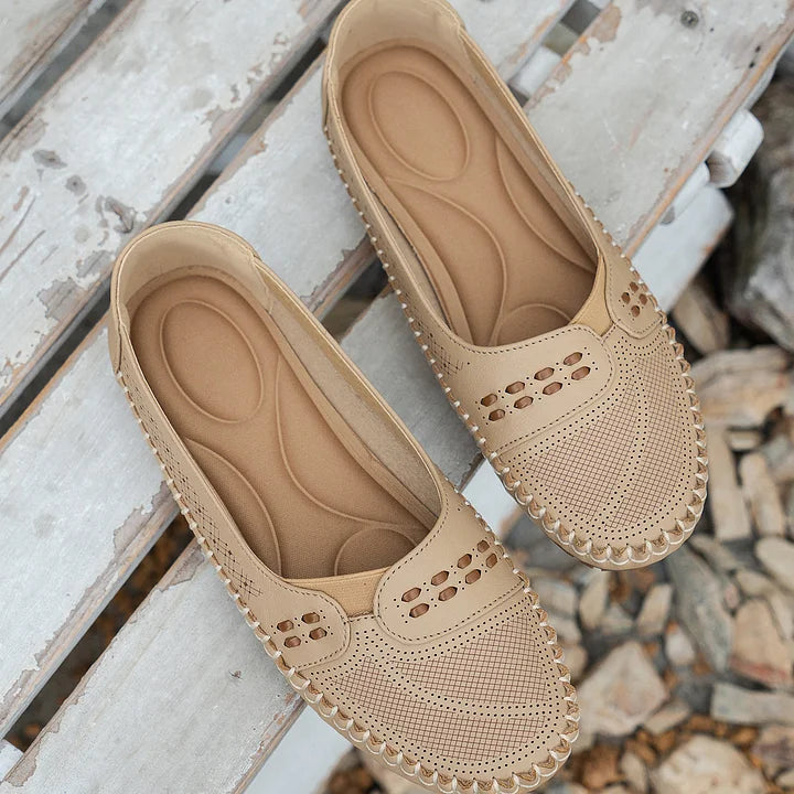 Aria | Women's Perforated Loafer Cream Slip On Comfort