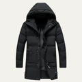 Dama Washington Axel men's long puffer jacket black hooded winter coat - front view
