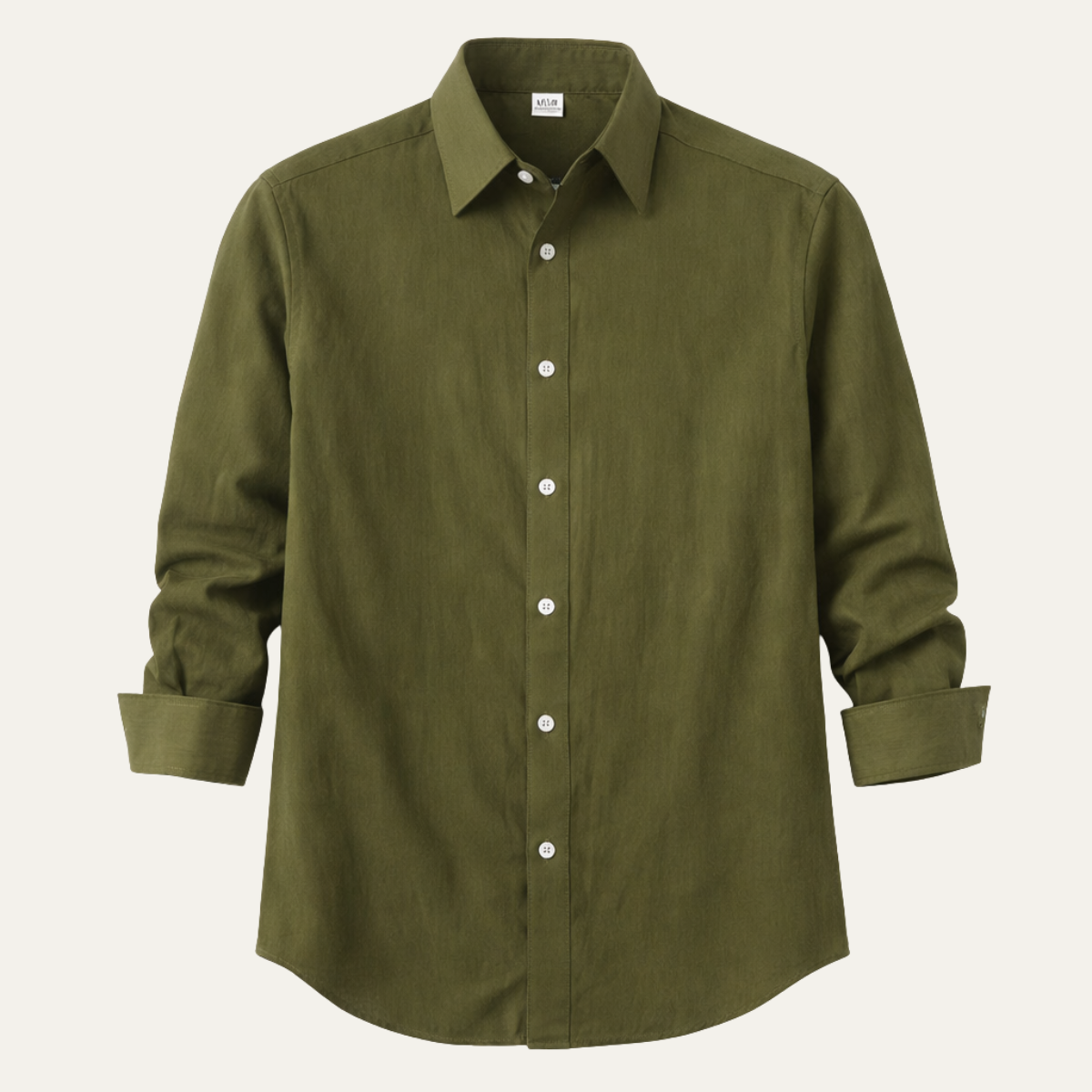 Bram | Men's Button Up Shirt Olive Long Sleeve Linen Cotton
