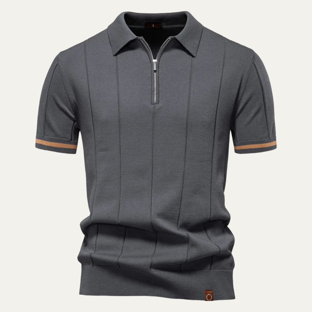 Dama Washington Beau men's casual half zip polo shirt camel - view 4