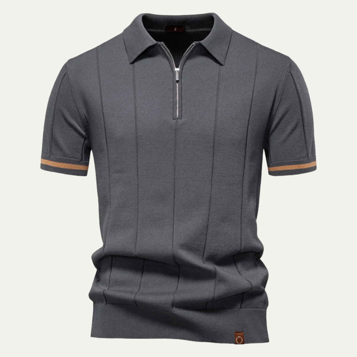 Beau | Men's Casual Half Zip Polo Shirt Camel