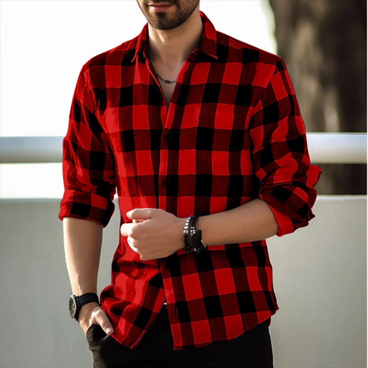 Callum | Men's Casual Check Button Up Shirt Yellow Black