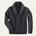 Dama Washington Wyatt men's shawl collar cardigan charcoal gray ribbed knit - front view