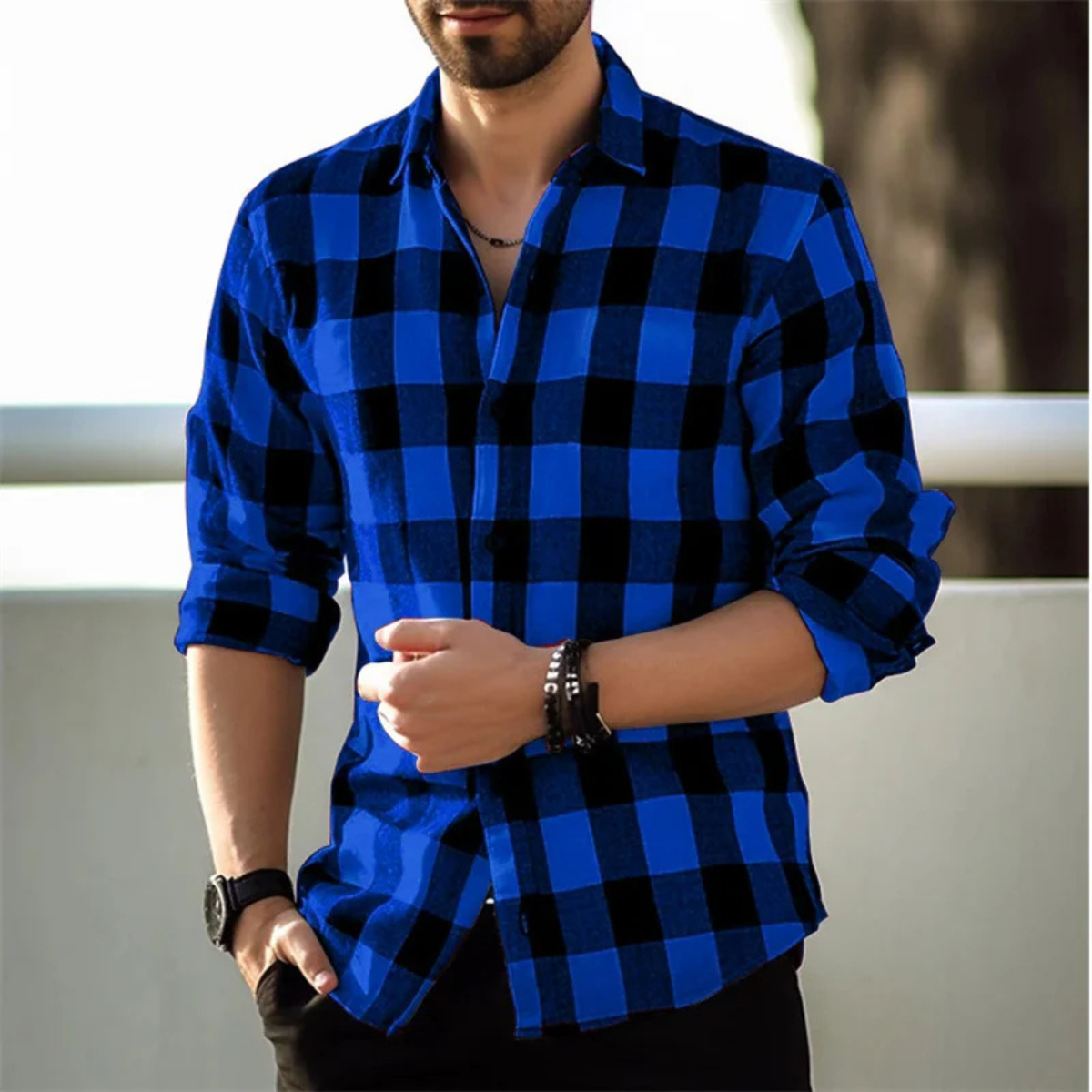 Callum | Men's Casual Check Button Up Shirt Yellow Black