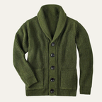 Dama Washington Wyatt men's shawl collar cardigan charcoal gray ribbed knit - view 2