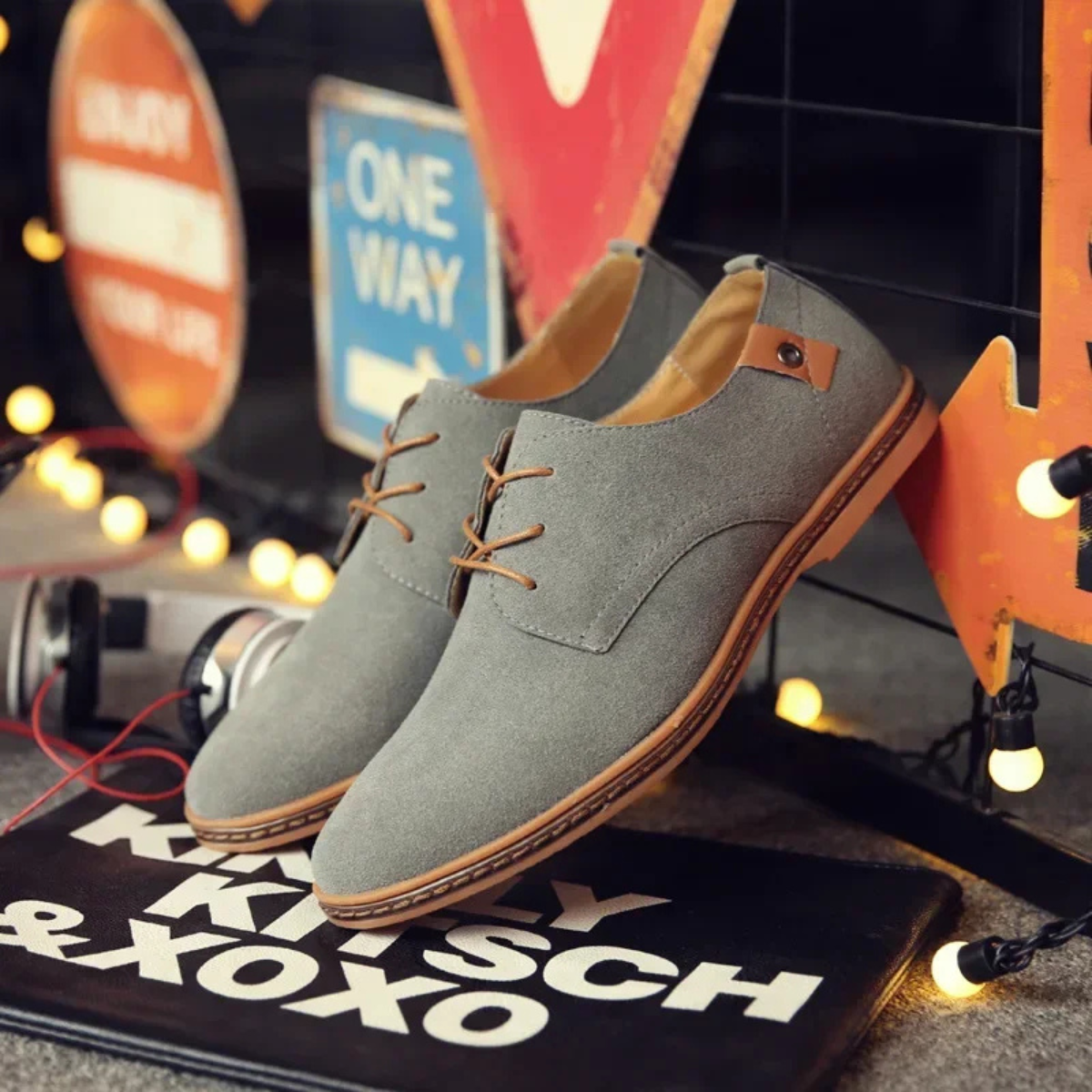 Dama Washington Courchevel casual lace up dress shoes grey - front view