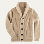 Dama Washington Wyatt men's shawl collar cardigan charcoal gray ribbed knit - view 3