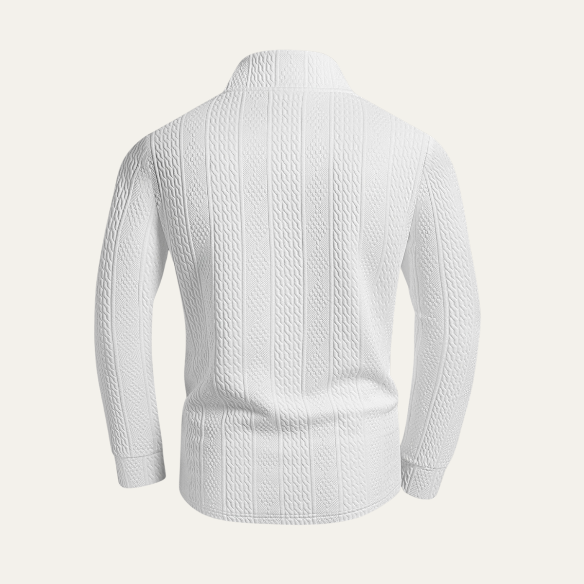 Axel | Men's Cable Knit Quarter Zip Sweater White
