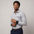 Dama Washington Rhys men's smart casual button up shirt light gray - model front view