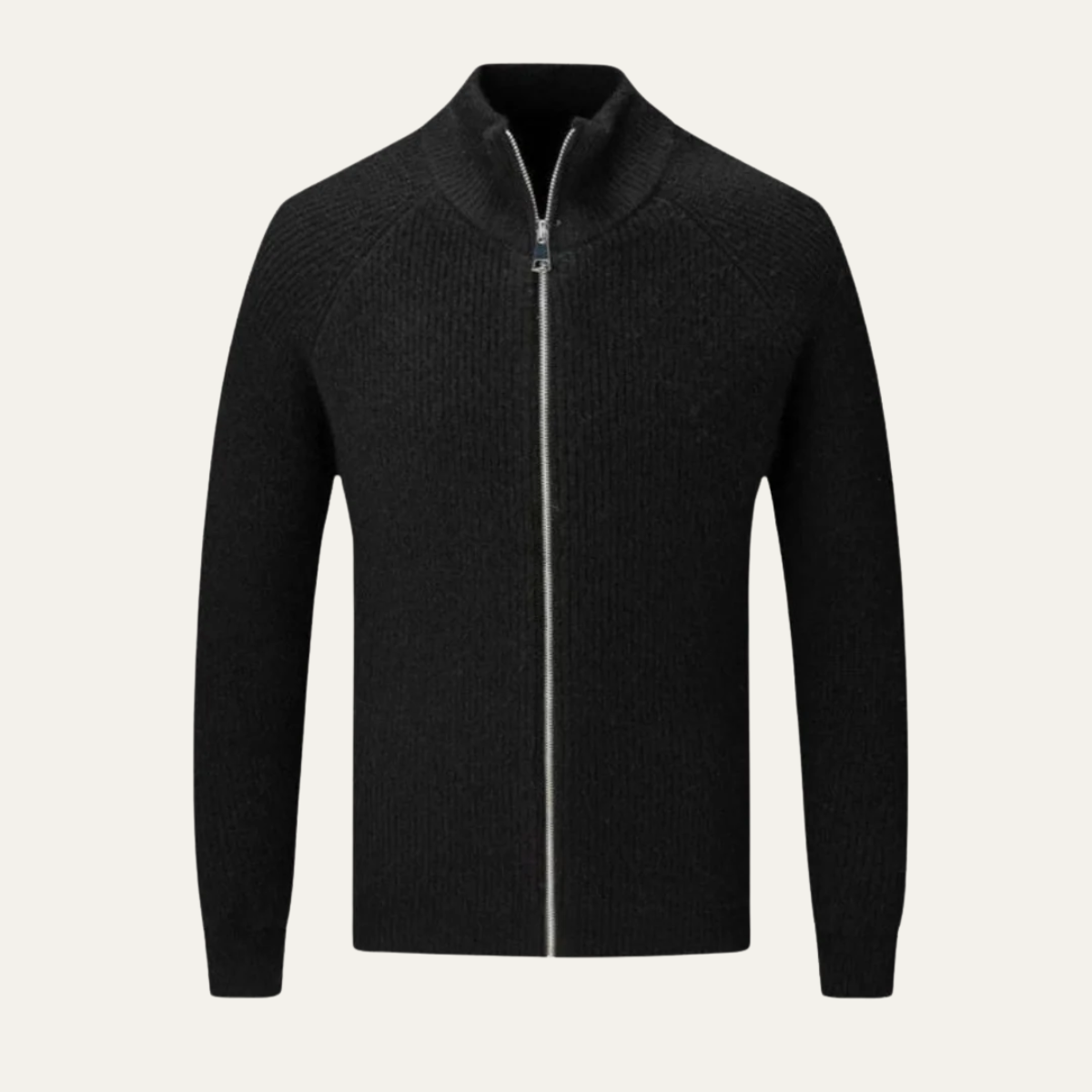 Bram | Men's Cardigan Sage Green Zip Up Ribbed Knit