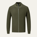 Dama Washington Kai men's ribbed quarter zip cardigan olive green - front view
