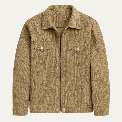 Dama Washington Ash men's quilted utility jacket khaki with pockets - front view