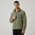 Dama Washington Blake fleece zip jacket Army Green - model front view