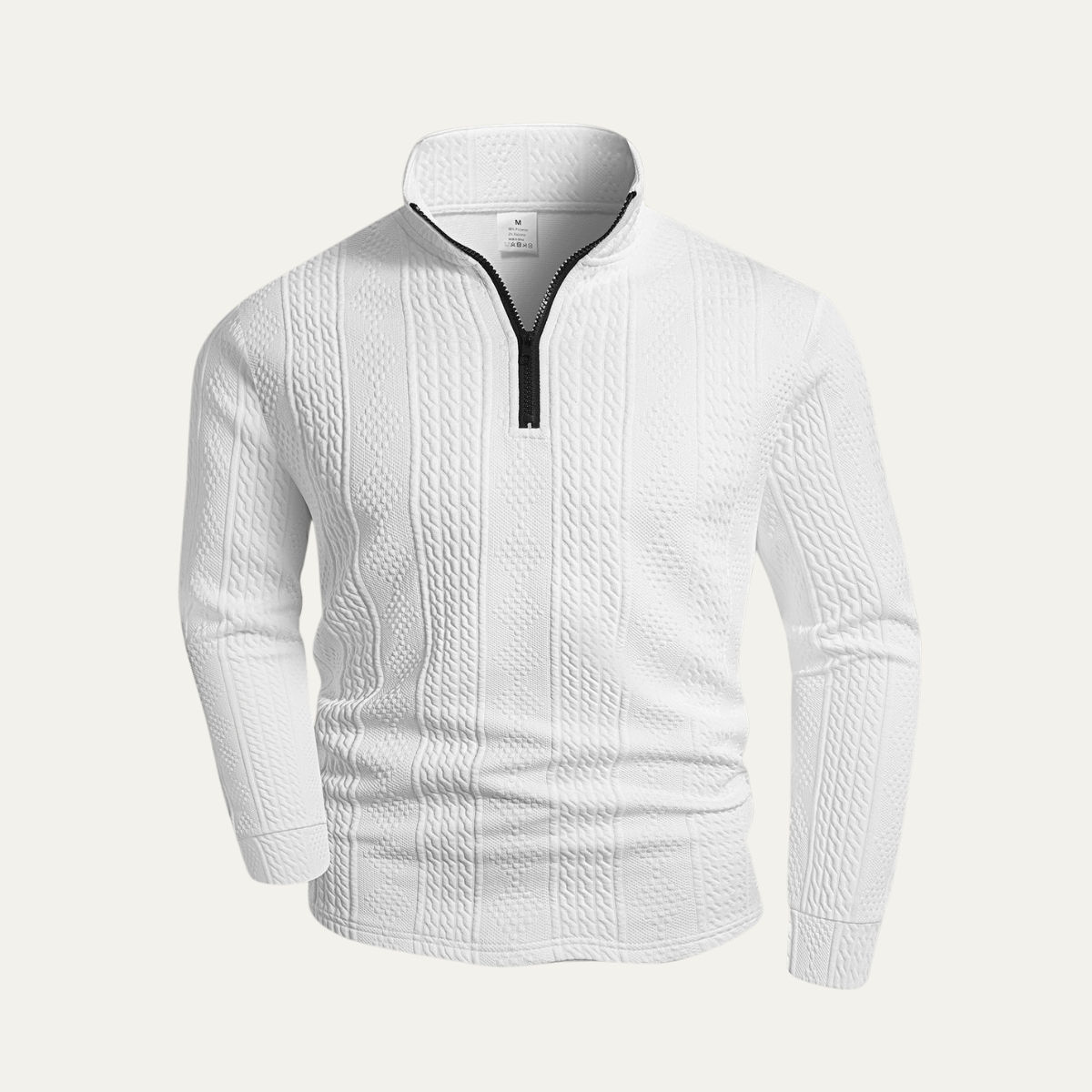 Axel | Men's Cable Knit Quarter Zip Sweater White