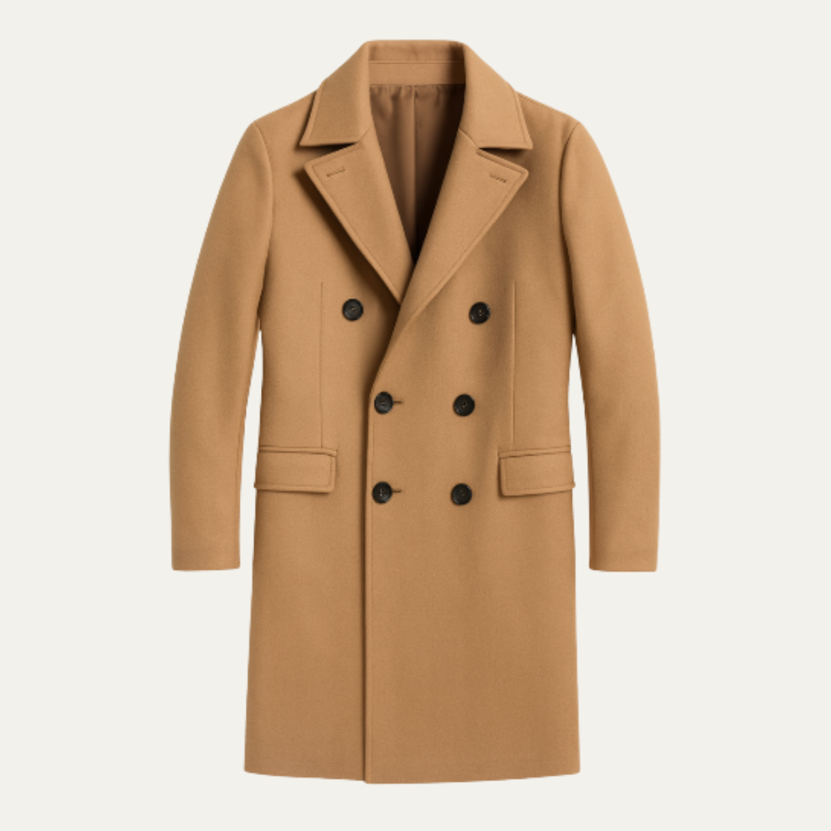 Gavin | Men's Double Breasted Wool Coat Camel Long