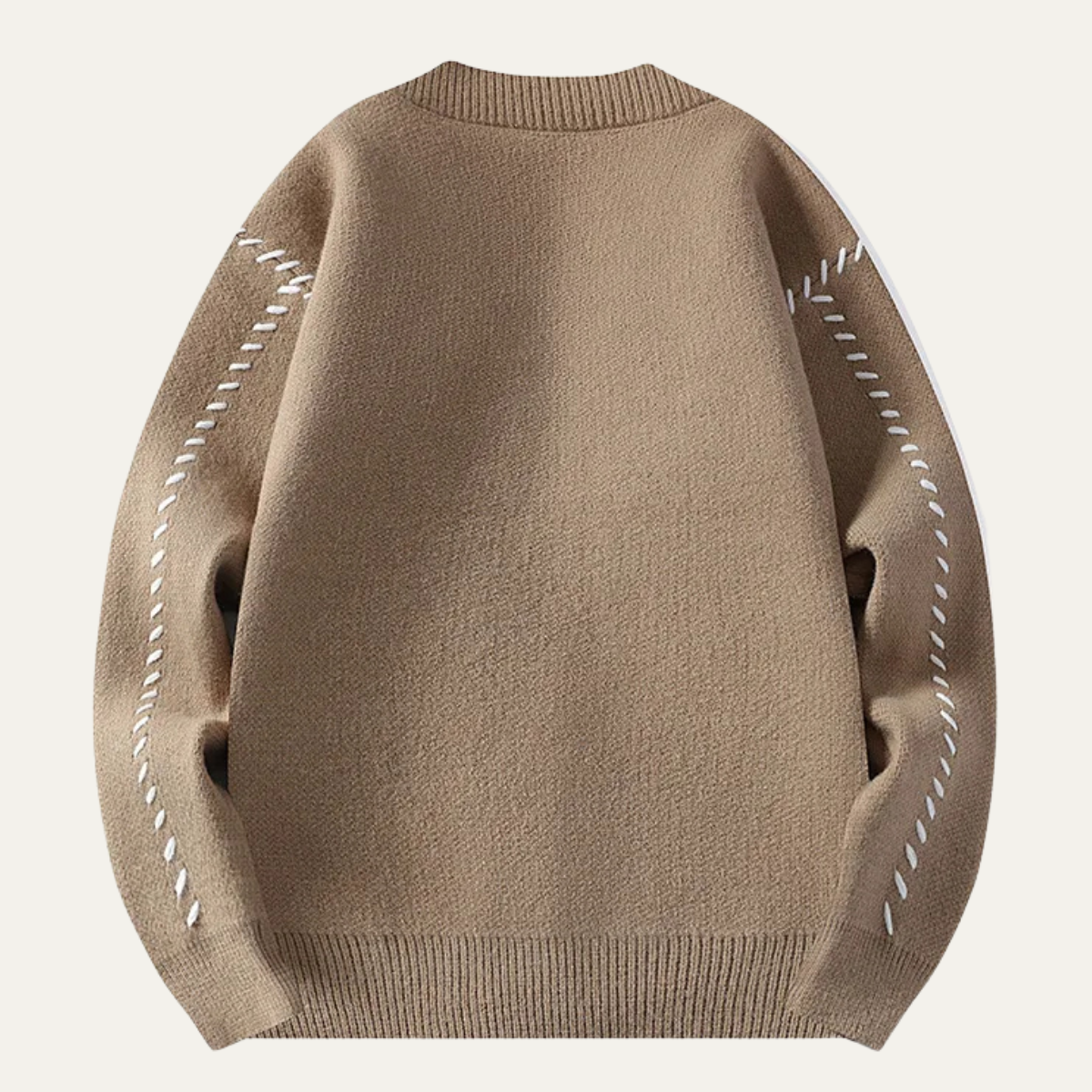 Axel | Men's Cardigan Sweater Cream Knit Button Up Embroidered