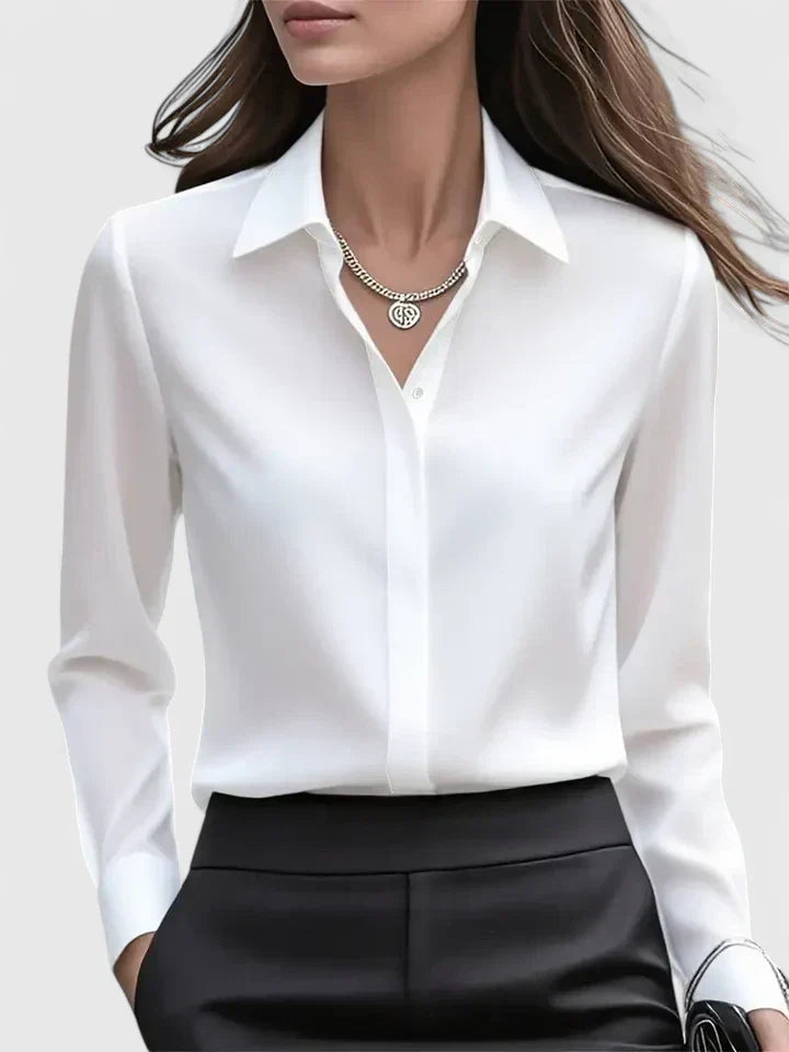Mia | Women's Button Down Shirt Navy Long Sleeve