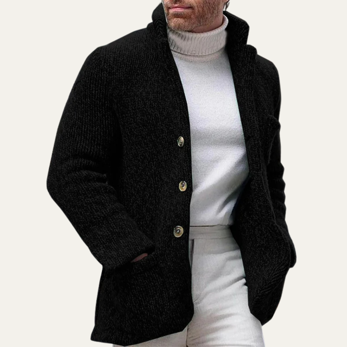 Beau | Men's Smart Casual Cardigan Navy Blue Button Up Knit