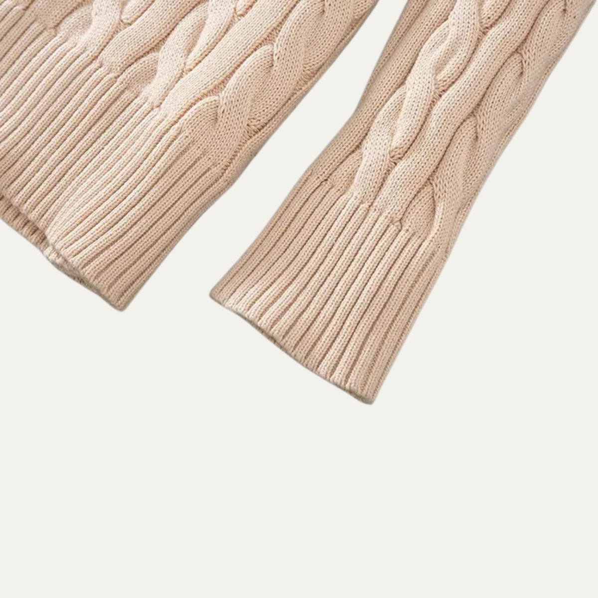 Luca | Men's Cable Knit Half Zip Sweater Cream
