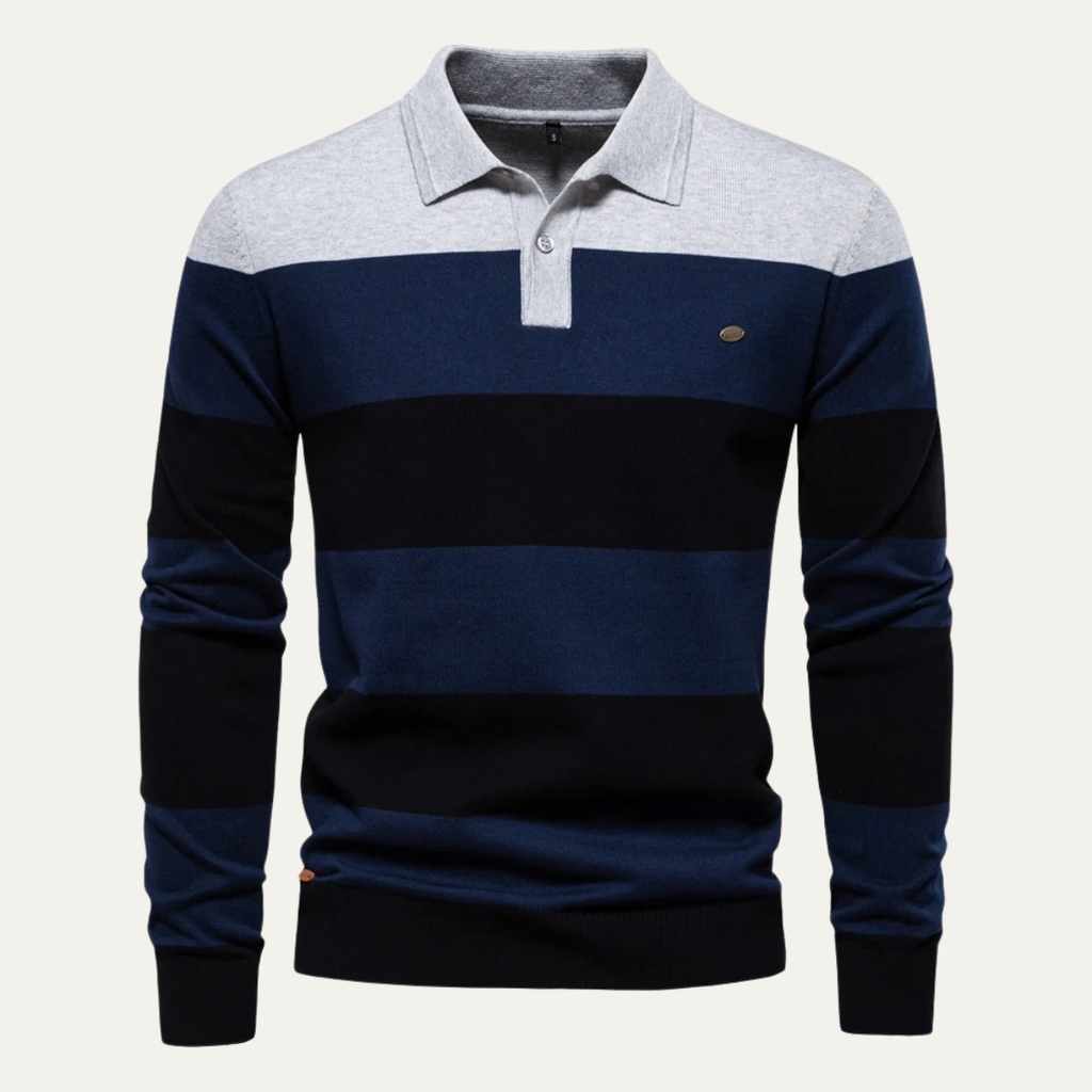 Dama Washington Beau men's striped polo sweater navy gray burgundy - view 3