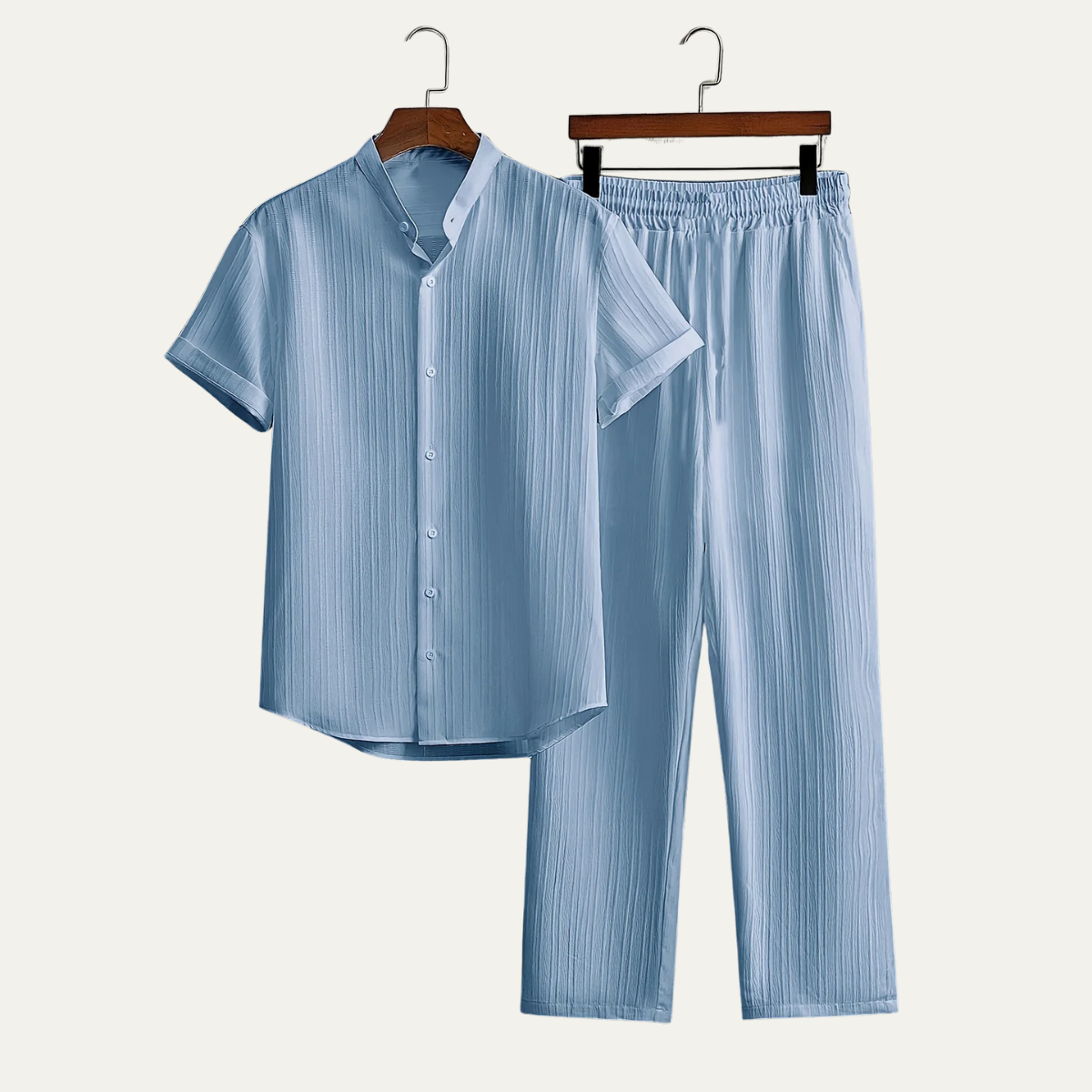 Caleb | Men's Casual Lounge Set Green Short Sleeve Shirt Pants