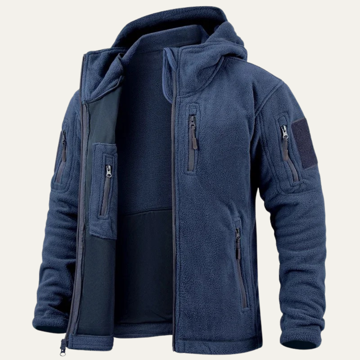 Axel | Men's Fleece Jacket Camel Hooded Tactical Multi Pocket