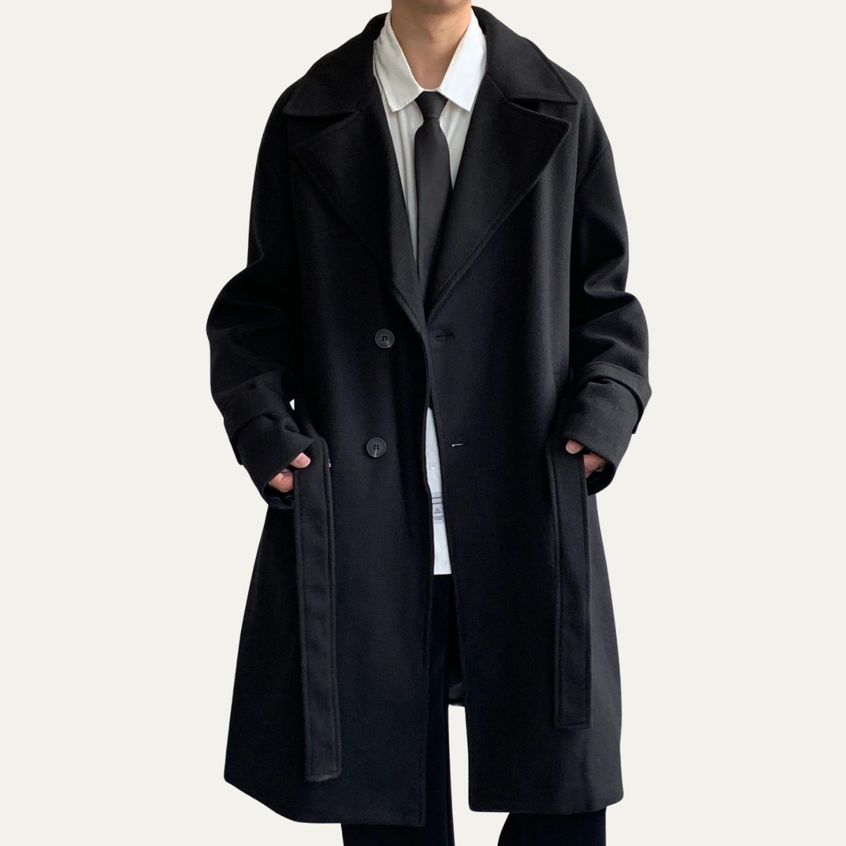Nash | Men's Wool Overcoat Black Long