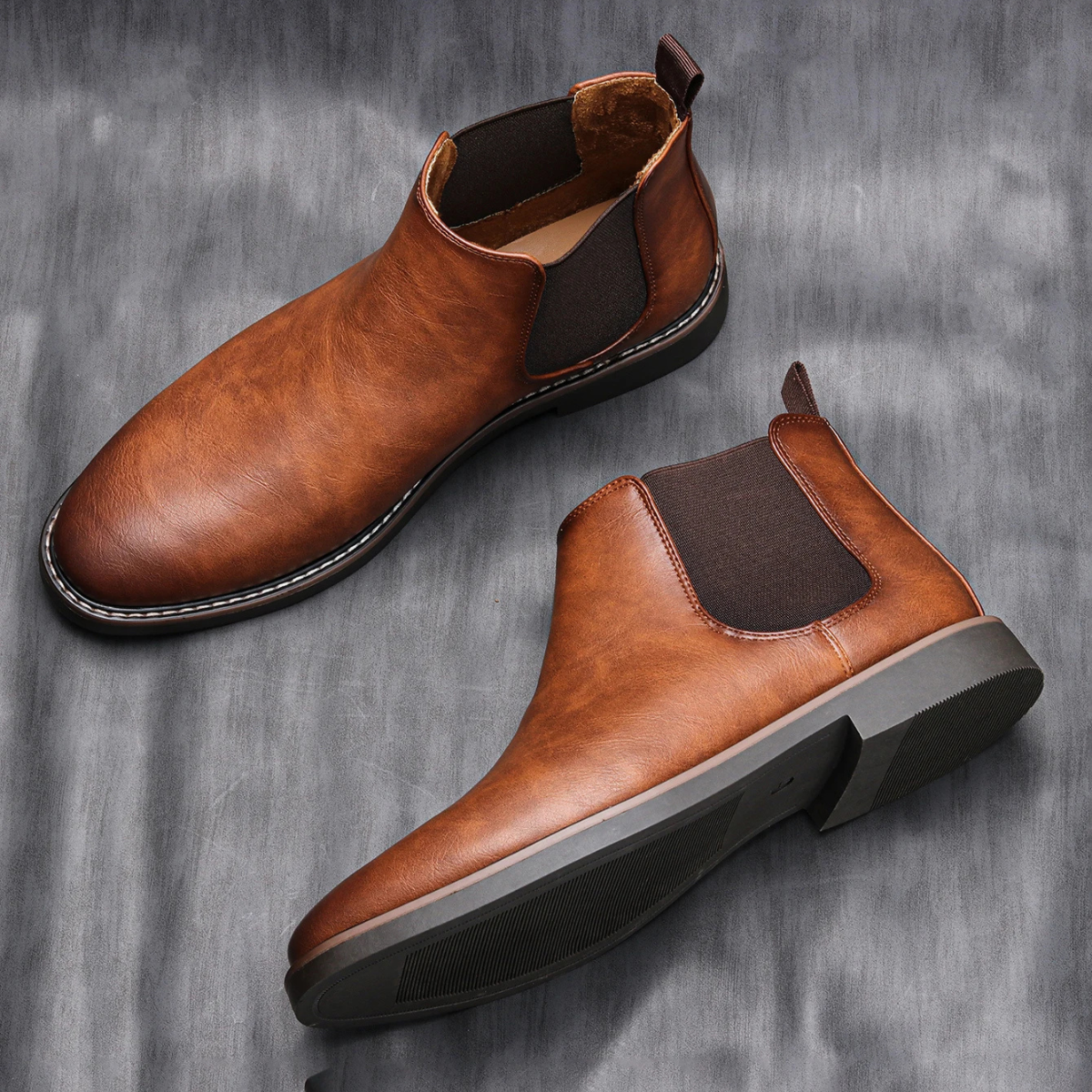 Beau | Men's Chelsea Leather Ankle Boots Brown