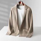 Dama Washington Beau men's casual wool cardigan cream button front pockets - front view
