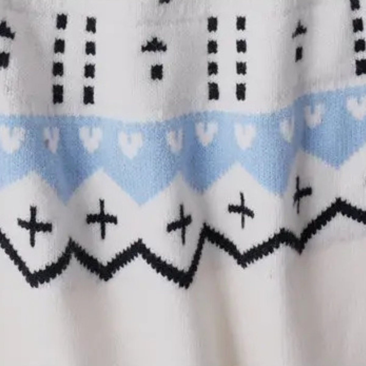 Ash | Men's Crew Neck Snowflake Sweater Cream Light Blue Black