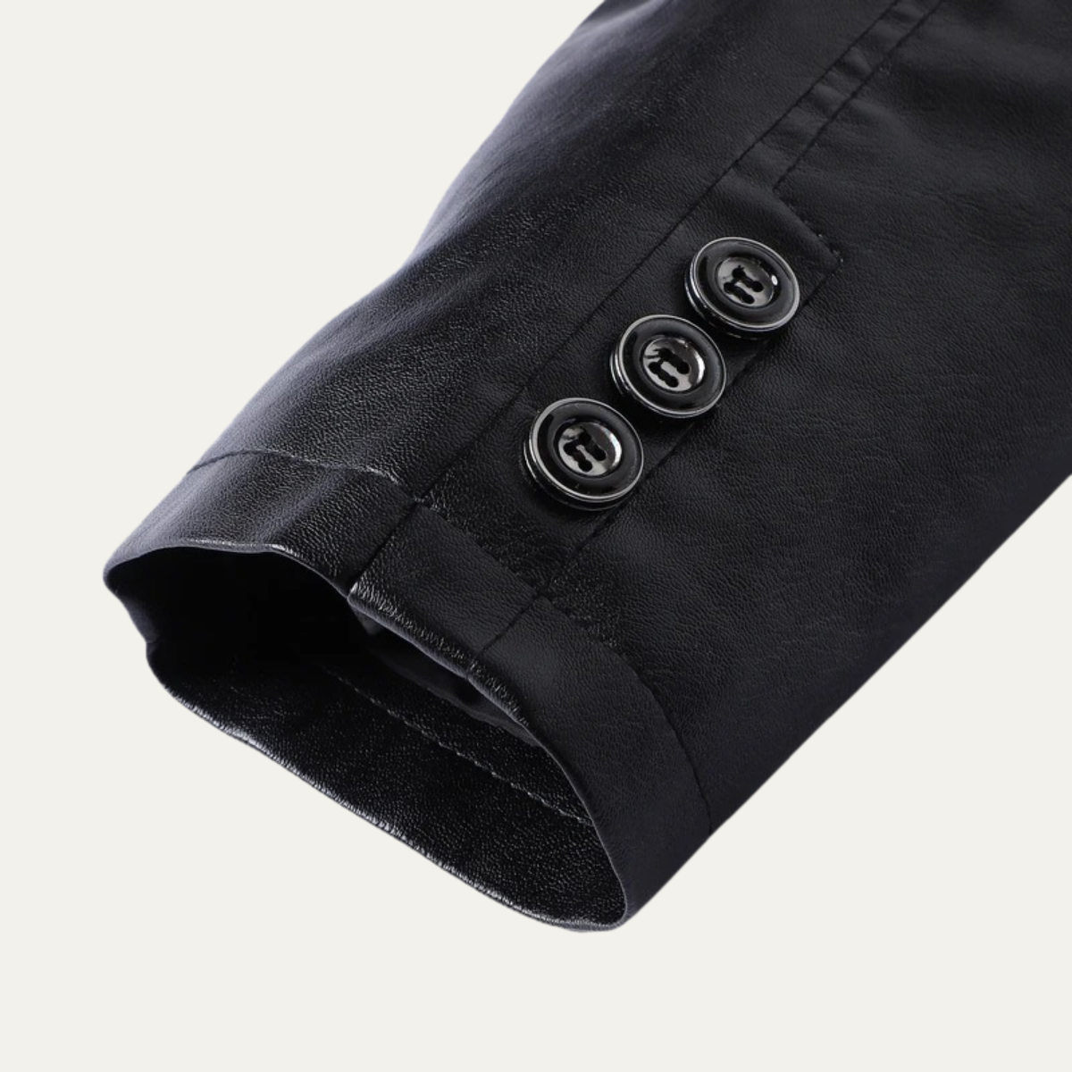 Axel | Men's Leather Jacket Black Button Up Winter Coat