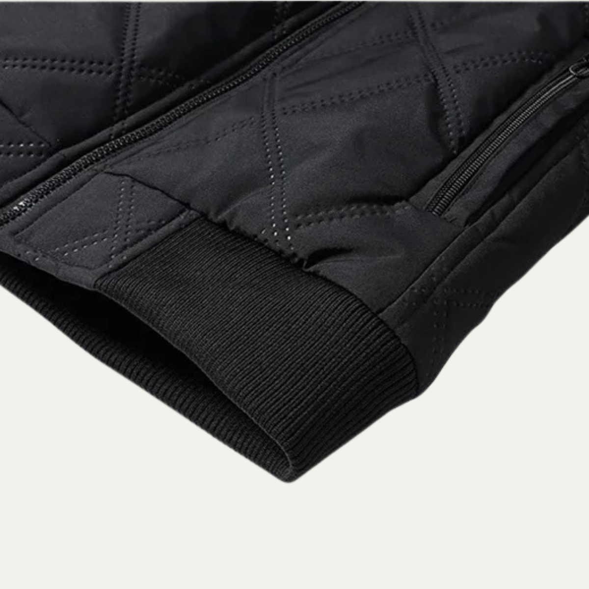 Ezra | Men's Quilted Puffer Jacket Black Sherpa Lined