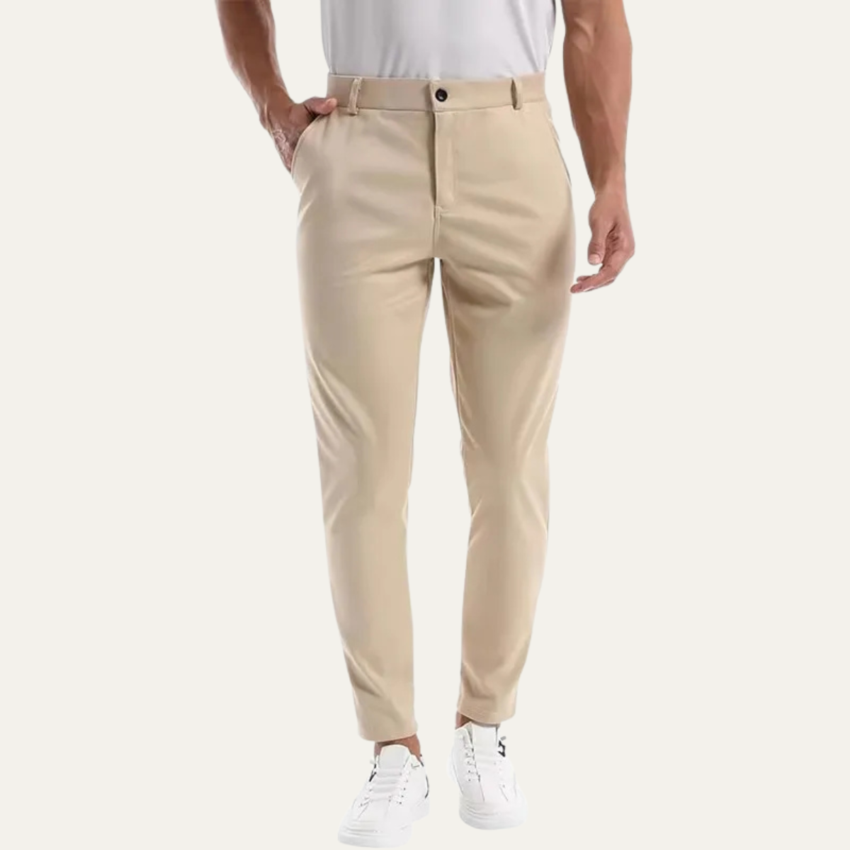 Beau | Men's Tailored Chinos Cream Slim Fit