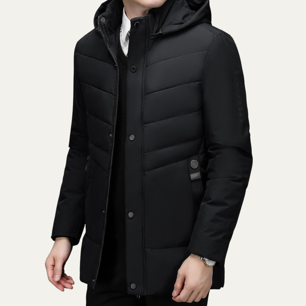 Jasper | Men's Puffer Jacket Navy Long Length Quilted