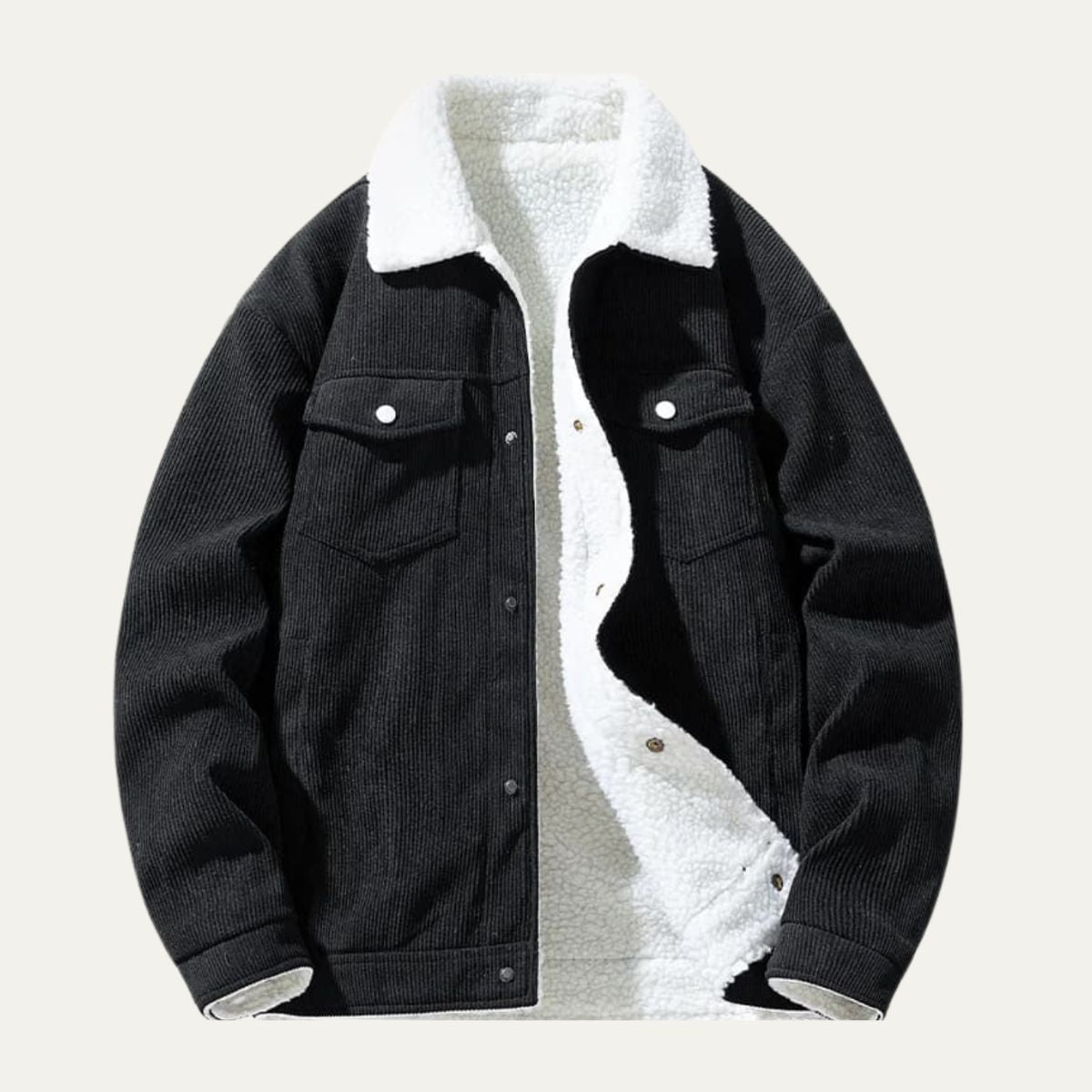 Ash | Men's Corduroy Sherpa Fleece Jacket Cream
