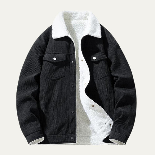 Dama Washington Ash men's corduroy sherpa fleece jacket cream - view 2