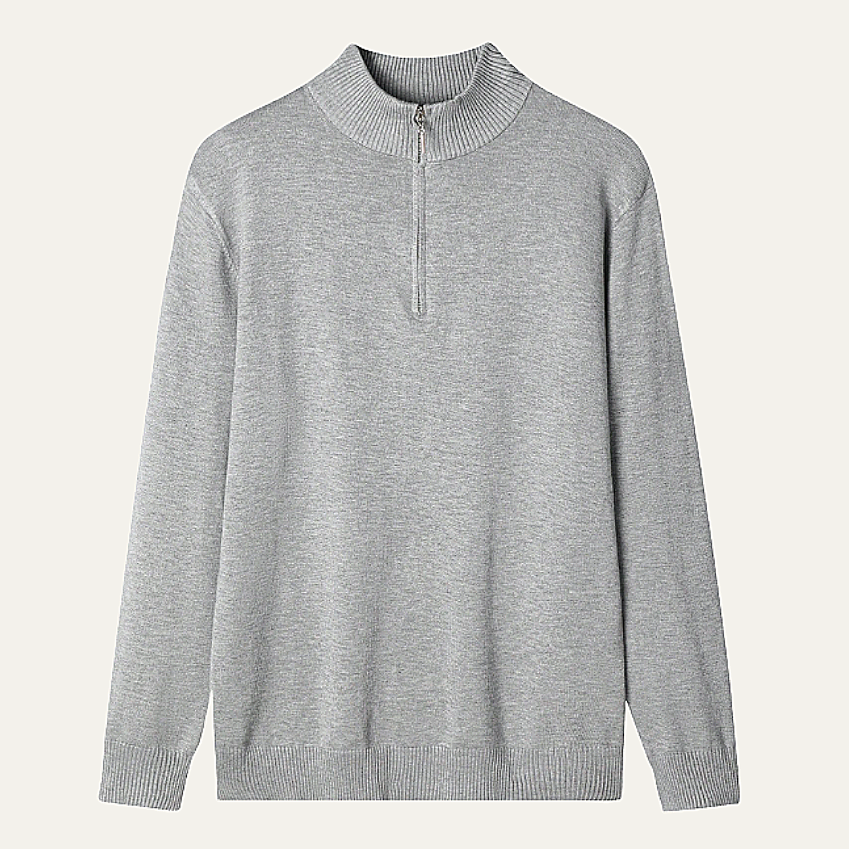 Jude | Men's Quarter Zip Sweater Gray Mock Neck Cashmere
