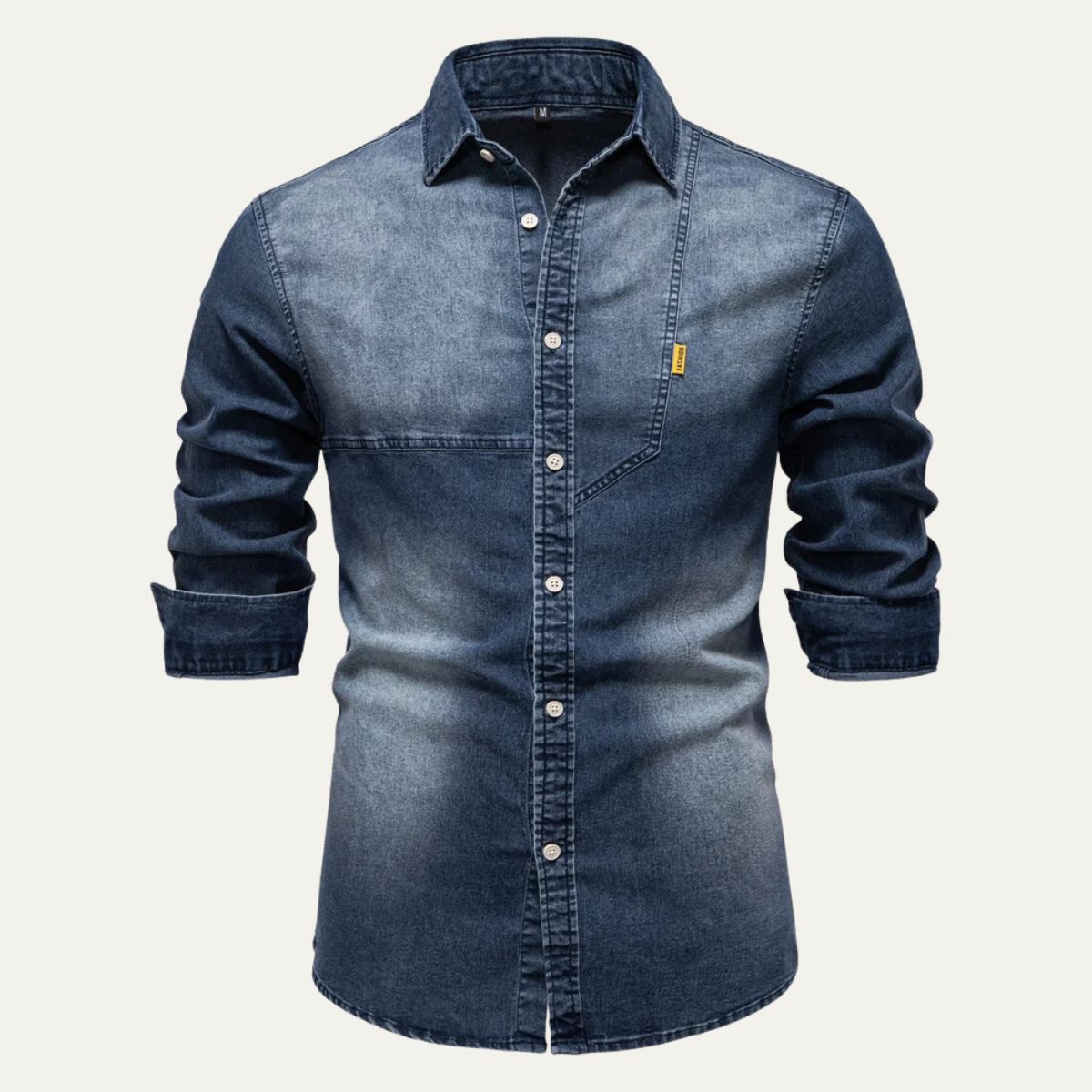 Callum | Men's Denim Shirt Dark Blue Long Sleeve Button Up